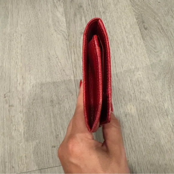 Salvatore Ferragamo Women's Vara Long Bifold Wallet, Red And Gold Authentic EUC - Picture 9 of 12